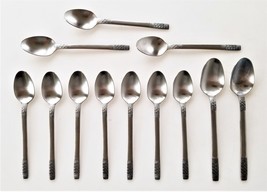 OXFORD HALL stainless flatware WEAVE pattern 12pc SPOONS 2 soup 10 tea - £32.89 GBP