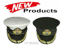  Royal Navy Officers Hat Cap Captain Rank White Or Black Queen Crown Cp Made - $94.00