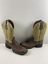 Circle G Chocolate/Green Embroidery Leather Square Toe Western Boots Men’s 9 D - £84.55 GBP