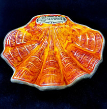 VTG Sea World Ceramic Orange Clam Shell Ash Tray Candy Dish Treasure Craft - £10.25 GBP