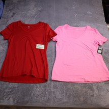 Athletic Works TShirts Women Medium Lightweight Casual VNeck Pink Red Activewear - $18.69