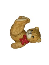 Enesco Lucy &amp; Me Lucy Rigg Tumbling Playful Bear With Red Bow 1982 Signed. - £11.11 GBP