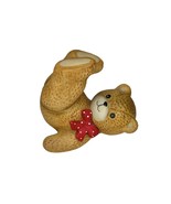 Enesco Lucy &amp; Me Lucy Rigg Tumbling Playful Bear With Red Bow 1982 Signed. - £10.97 GBP