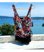 NWT Azul Womens Size 18 Swim 1-Piece Swimdress Swimsuit Floral Top Black... - £61.08 GBP