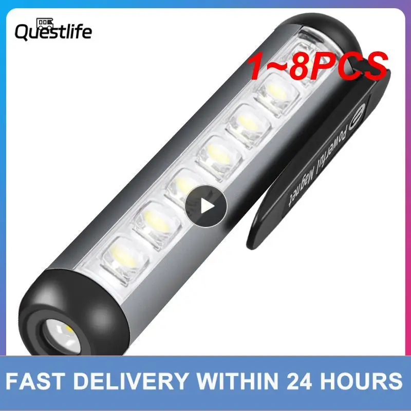 1~8PCS Pen Holder Flashlight Mini Portable 7 COB Side Light Waterproof - £9.00 GBP+