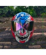 Puerto Rico flag skull  full face Motorcycle Helmet - $339.00