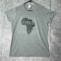 Womens T Shirt Large Gray Black Wakanda Africa Graphic Tee Top Short Sleeve - £14.63 GBP