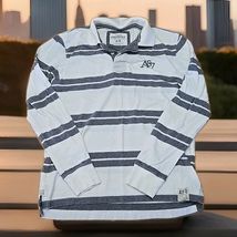 Aeropostale Y2K Rugby Polo Shirt Mens Sz Medium Long Sleeve White Gray S... - $34.65