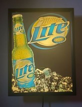 VINTAGE 2003 MILLER LITE BEER MIRROR LIGHTED WALL SIGN 25&quot; x 19&quot; - £78.34 GBP