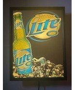 VINTAGE 2003 MILLER LITE BEER MIRROR LIGHTED WALL SIGN 25&quot; x 19&quot; - £76.84 GBP