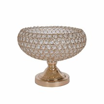9&quot; Crystal Beaded Metal Pedestal Vase Bowl Centerpiece Party Decorations... - £103.66 GBP