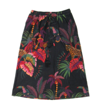 NWT Anthropologie Farm Rio Guadalupe Midi in Black Motif Jungle Fleece Skirt S - $94.05