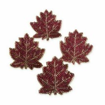 Beaded Leaf Napkin Rings Set of 4 Thanksgiving Fall Harvest Festival - £27.47 GBP