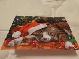 Unused Cat Kitten Santa Hat Christmas Tree Ornaments Christmas Card Current - £3.06 GBP