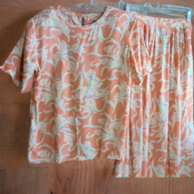 Set of 2 Vintage Toffs Womens 14 Nylon Floral Pullover Blouse Top and Skirt - $10.84