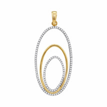 10k Yellow Gold Womens Round Diamond Triple Oval Pendant 1/3 Cttw - £383.21 GBP