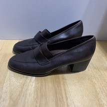 MOOTSIES TOOTSIES Shoes Women&#39;s 10M Kelly BROWN Leather Loafer Chunky Heel - $24.01