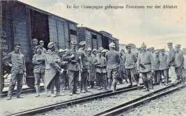 Champagne Gefangene Franzosen Von Der ABFAHRT-1916 Feldposte WW1 Photo Postcard - £12.68 GBP
