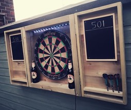 Dart board cabinet, treated timber, free LED lights  - $1,302.68 MXN