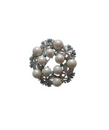 Vtg Estate Costume Sarah Coventry Pearl Silver Turquoise Brooch Pin Jewelry - $327.36 MXN