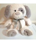 Walmart Puppy Dog Plush cream off white grey gray Patch Spot Stuffed Ani... - $30.08 CAD