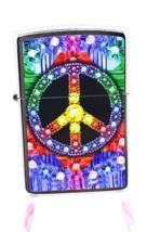 Multi Colored Gems Peace Sign Printed  Authentic Zippo Lighter  Street C... - £22.11 GBP