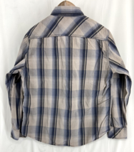 Chalc Men&#39;s L Gray Plaid Snap Button Long Sleeve Collared Shirt - £10.45 GBP
