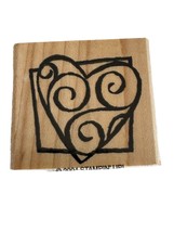 Stampin Up Rubber Stamp Spiral Heart in Square Love Family Small Card Making Art - $2.99