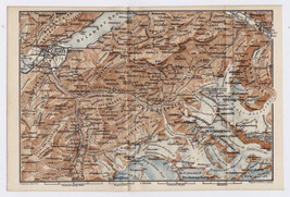 1887 Antique Map Of The Alps / Interlaken Grindelwald Wetterhorn / Switzerland - £19.85 GBP