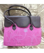 Debra McGuire Brown/Fuchsia/Pink Suede Leather Tote/Bag/Computer NWT - £62.90 GBP