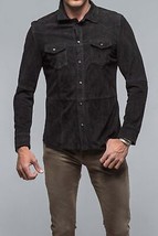 Camisa de gamuza negra para hombre Chaqueta de camionero de cuero Tamaño... - £112.02 GBP