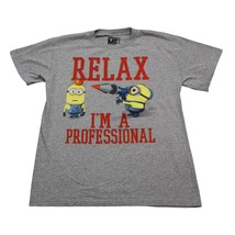 Despicable Me Minion Made Shirt Mens L Gray Crew Neck Short Sleeve Graphic Tee - £14.61 GBP