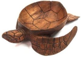 WorldBazzar Hand Carved Mahogany Wood Nautical Turtle Bowl, Brown, medium - £39.52 GBP