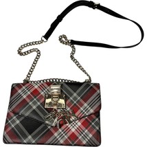 DKNY Elissa Red/Black Plaid Small Shoulder Bag Gold Chain Strap 8.5 x 7 in - $873.79 MXN