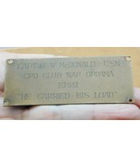 Capt H W Macdonald USN CPO Club NAF Oppama 1959 Plaque - $566.69 MXN