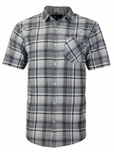 Men&#39;s Plaid Checkered Button Down Short Sleeve Regular Fit Dress Shirt - M - £9.74 GBP