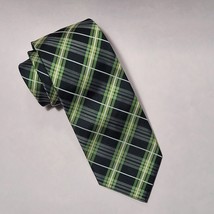 Bill Robinson Men Polyester Dress Tie 3.25&quot; wide 59&quot; long Green Black Stripes - £9.30 GBP