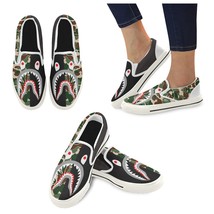 Shark Camo Slip-on Canvas Women&#39;s Shoes US Size 6-12 - $50.00