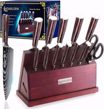 HOABLORN Luxury Kitchen Knives Set with Block 14pcs Magnetic Block Knife... - $59.39