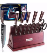 HOABLORN Luxury Kitchen Knives Set with Block 14pcs Magnetic Block Knife... - $59.39