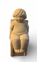 MarBell Belgium Vintage Stone Child Chair Carved Sculpture Statue Figurine - $24.75