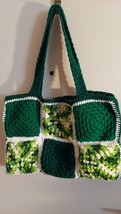 Green and Lovely, hand crocheted tote/shoulder bag, 21 inches wide, 14 i... - $25.00