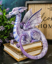Amy Brown Purple Crater Moon Bookworm Dragon Sitting On Stack Of Books Figurine - £32.06 GBP