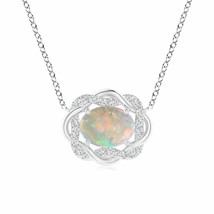 ANGARA Oval Opal Braided Pendant with Diamond in 14K Gold (Grade-AAAA, Size-8x6) - £685.53 GBP