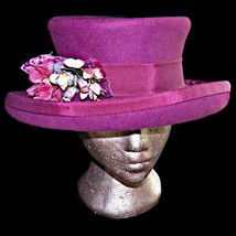 Kates Canada Wool Felt Upturn Kettle Brim Rasberry Pink Hat Royal Ascot Queen 7 - £149.89 GBP