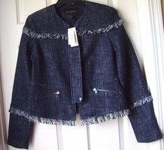 New Banana Republic Women&#39;s Fringe Boucle Jacket Navy Variety Sizes  - £53.05 GBP