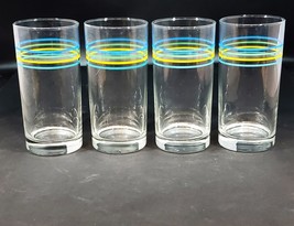 Set of 4 Vintage Mid Century MCM Striped Drinking Glasses Tumblers 16 oz. - $34.64