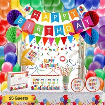 275 Pc Colorful Birthday Party Decorations For Boy, Girl, Women, Men  Rainbow Pa - £49.99 GBP
