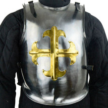 Medieval Steel Templar Brass Cross Cuirass Body Armor Breastplate - £121.41 GBP