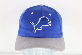 Vintage 90s Detroit Lions Football Snapback Hat Cap Blue Cotton - £70.56 GBP